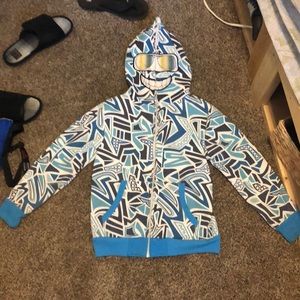 Blue/ white/ black. Full zip hoodie